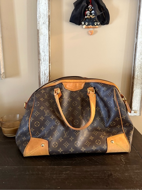 Louis Vuitton Handbags - Louis Vuitton Brown Monogram Canvas LARGE Satchel with Tan Leather Trim PROJECT